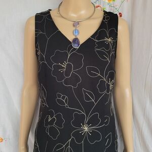 Ann Taylor Loft floral Black Sleeveless Dress